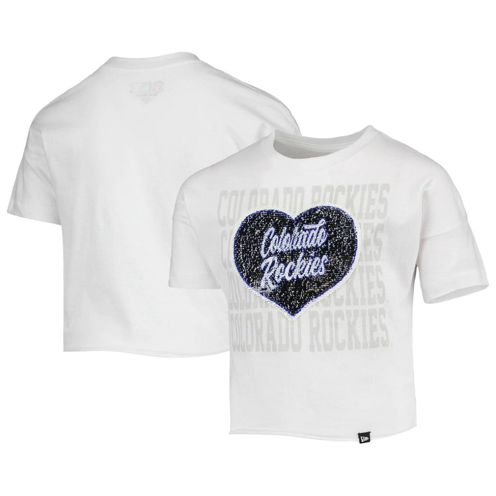 MLB Colorado Rockies New Era Girls Youth Flip Sequin Heart Crop Top