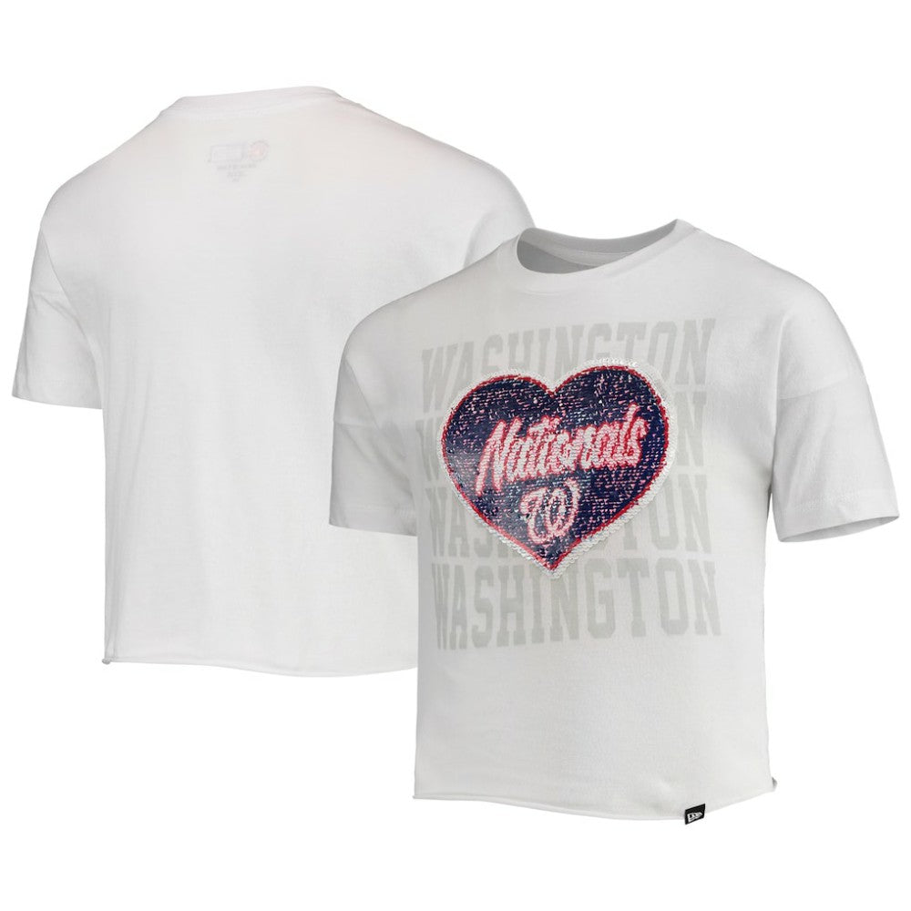 MLB Washington Nationals New Era Girls Youth Flip Sequin Heart Crop Top