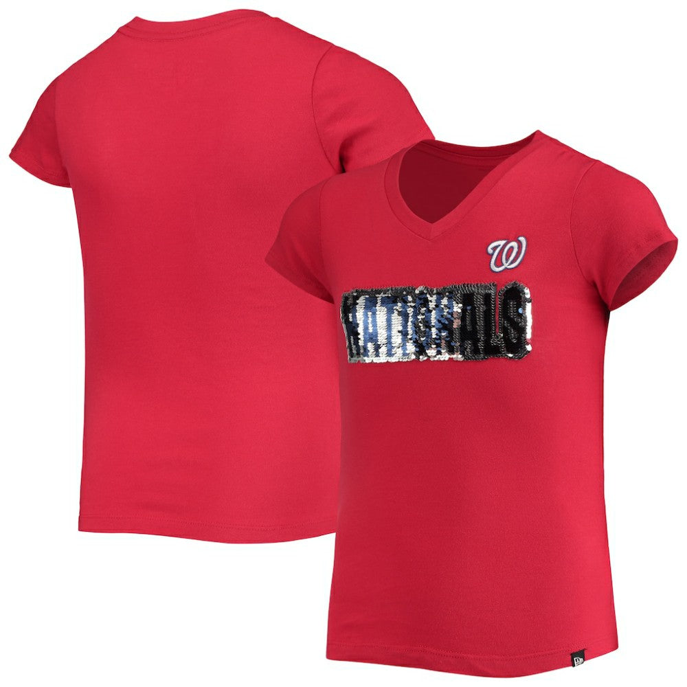 MLB Washington Nationals New Era Girls Youth Flip Sequin Team T-Shirt