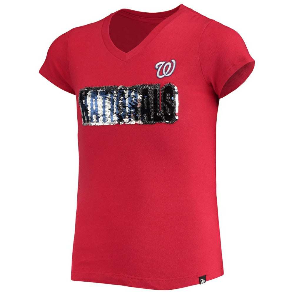 MLB Washington Nationals New Era Girls Youth Flip Sequin Team T-Shirt