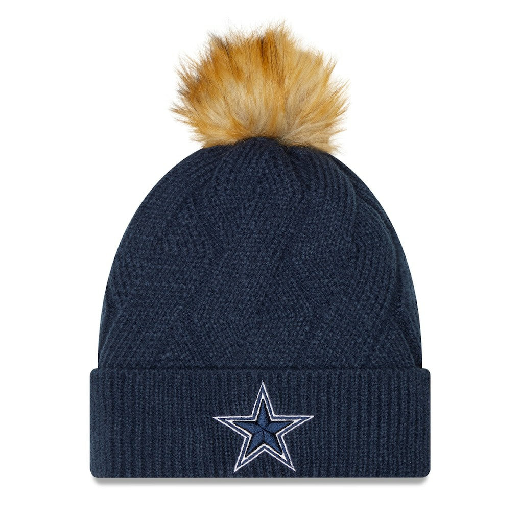 Women's Snowy Cuffed Knit Hat with Pom - Dallas Cowboys