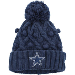 Girls Youth Toasty Cuffed Knit Hat with Pom - Dallas Cowboys