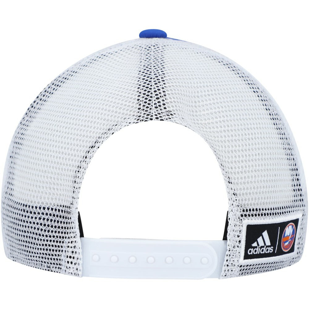 NHL Royal/White New York Islanders adidas Team Plate Trucker Snapback Hat