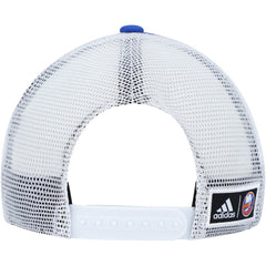 NHL Royal/White New York Islanders adidas Team Plate Trucker Snapback Hat