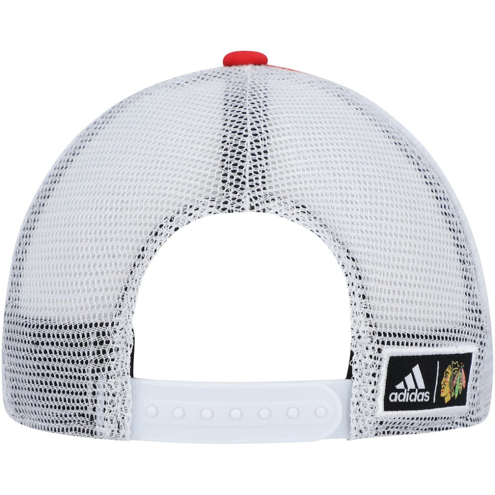 NHL Red/White Chicago Blackhawks adidas Team Plate Trucker Snapback Hat