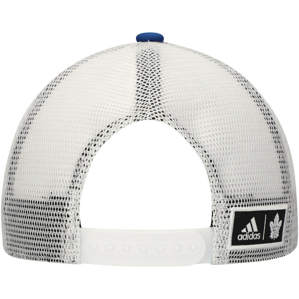 NHL Blue/White Toronto Maple Leafs adidas Team Plate Trucker Snapback Hat