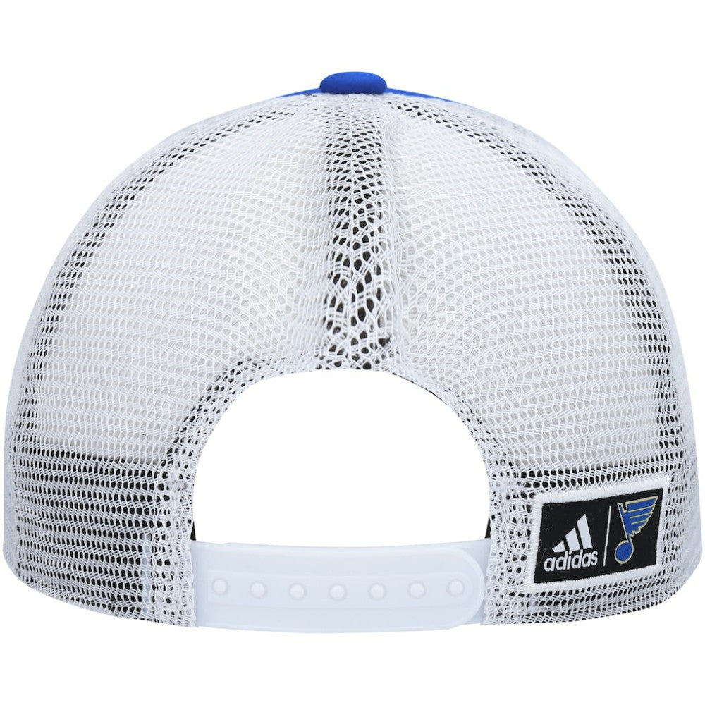 NHL Blue/White St. Louis Blues adidas Team Plate Trucker Snapback Hat