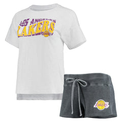 NBA Los Angeles Lakers Concepts Sport Women's Resurgence Slub Burnout Raglan Top & Shorts Sleep Set