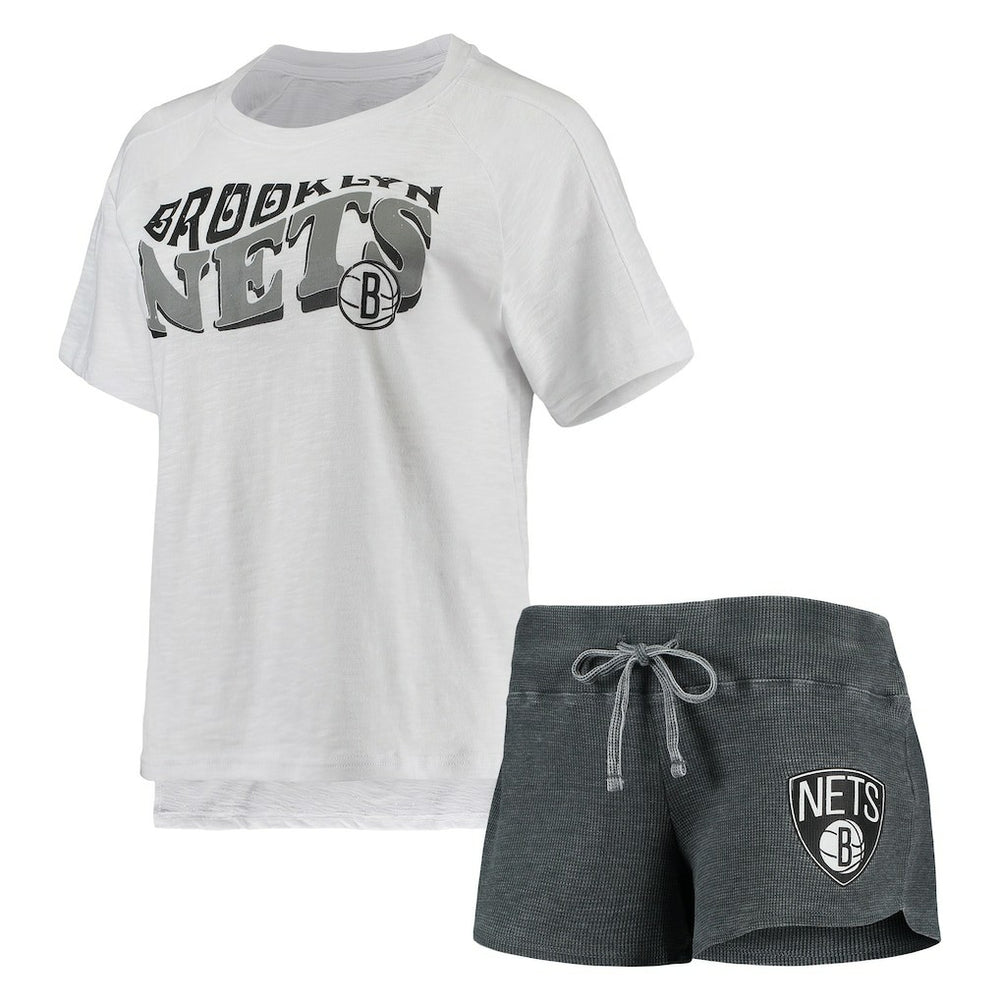NBA Brooklyn Nets Concepts Sport Women's Resurgence Slub Burnout Raglan Top & Shorts Sleep Set
