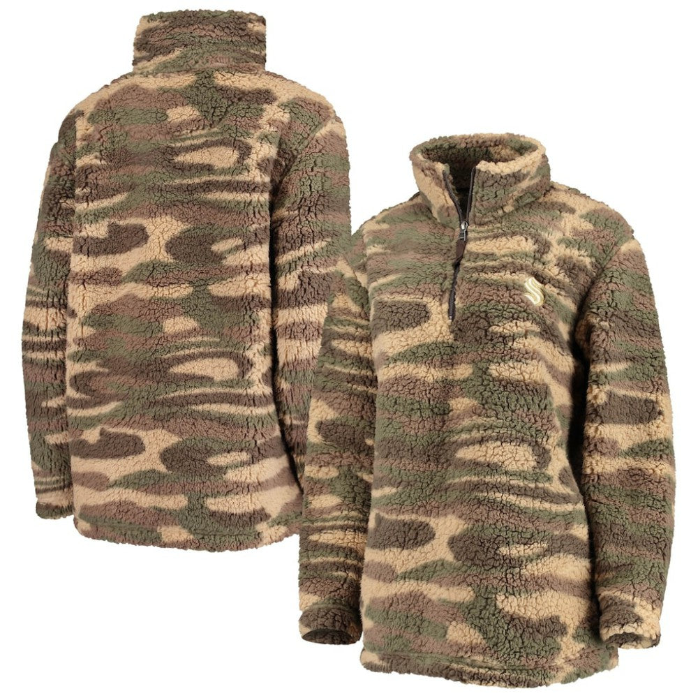 NHL Camo Seattle Kraken G-III Sports by Carl Banks Women's Sherpa Quarter-Zip Jacket