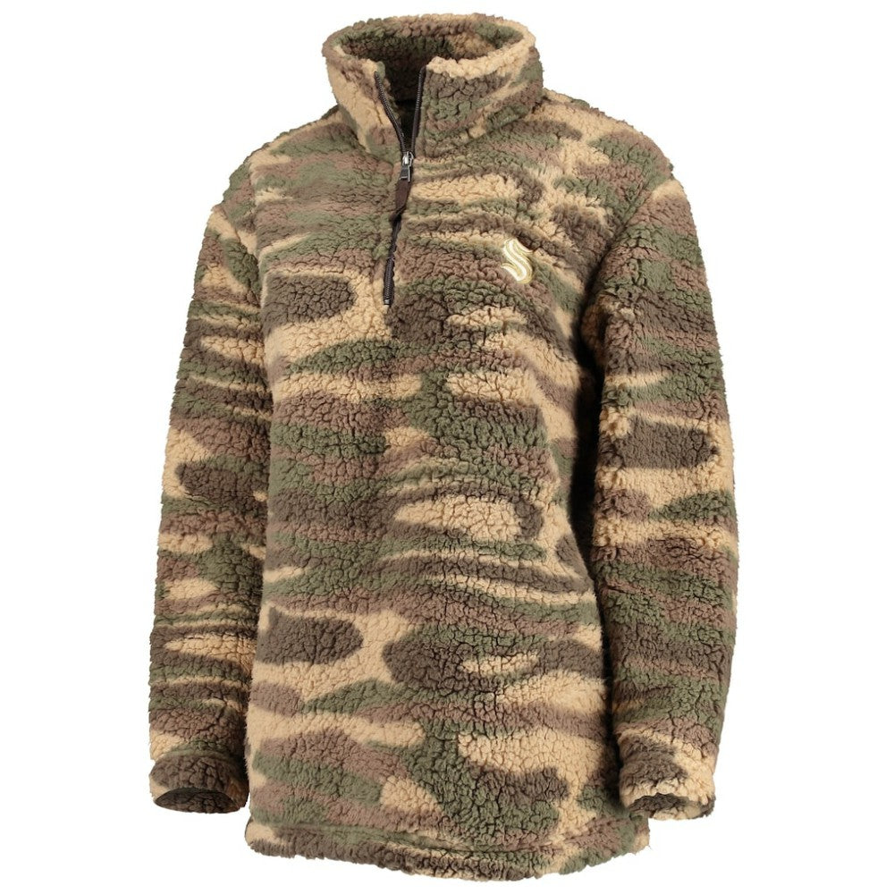 NHL Camo Seattle Kraken G-III Sports by Carl Banks Women's Sherpa Quarter-Zip Jacket
