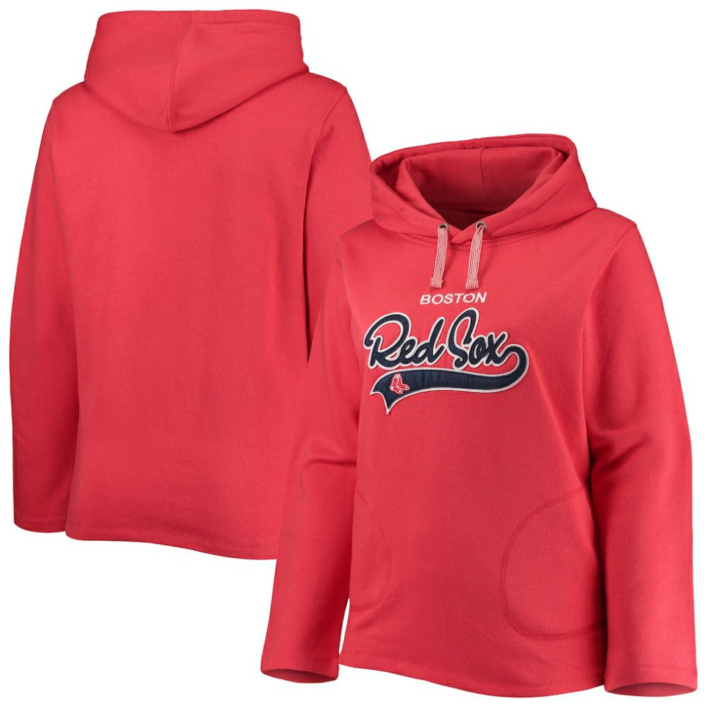 MLB Boston Red Sox Soft as a Grape Women's Plus Size Side Split Pullover Hoodie
