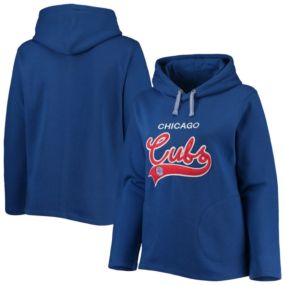 MLB Chicago Cubs Soft as a Grape Women's Plus Size Side Split Pullover Hoodie