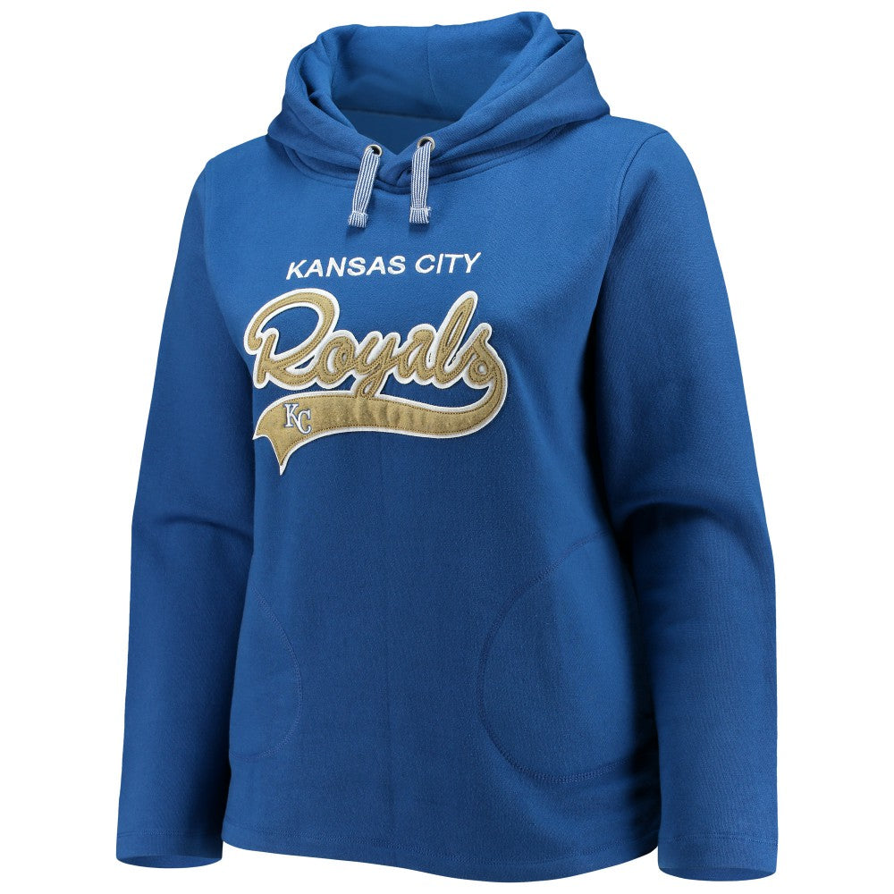 MLB Kansas City Royals Soft as a Grape Women's Plus Size Side Split Pullover Hoodie
