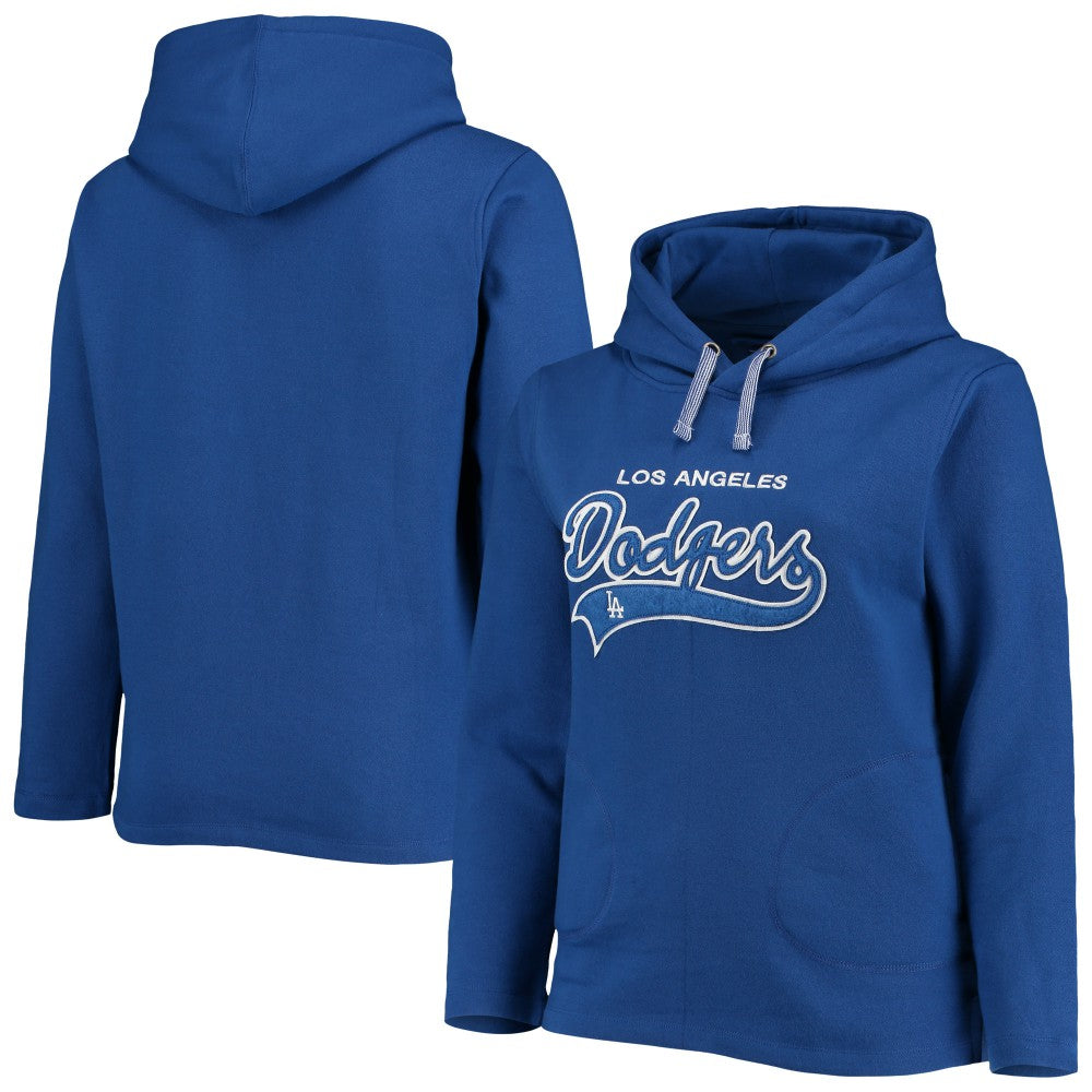 MLB Los Angeles Dodgers Soft as a Grape Women's Plus Size Side Split Pullover Hoodie