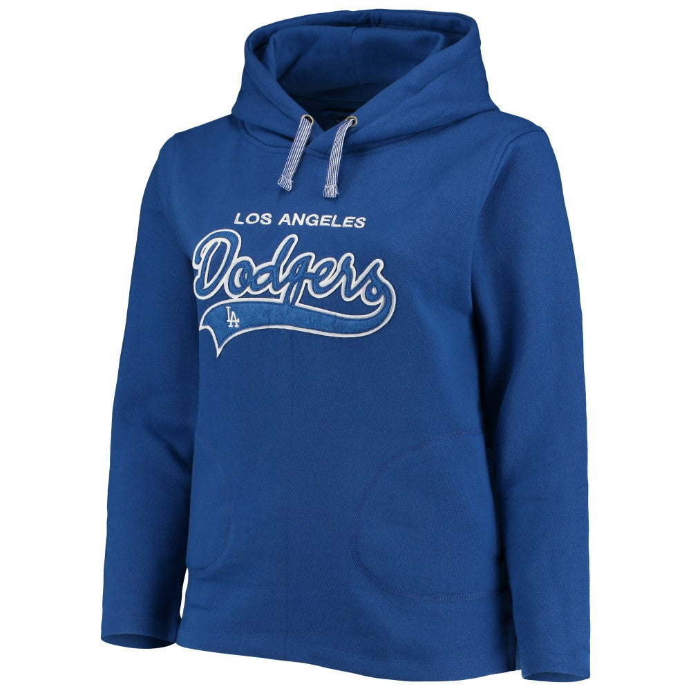 MLB Los Angeles Dodgers Soft as a Grape Women's Plus Size Side Split Pullover Hoodie
