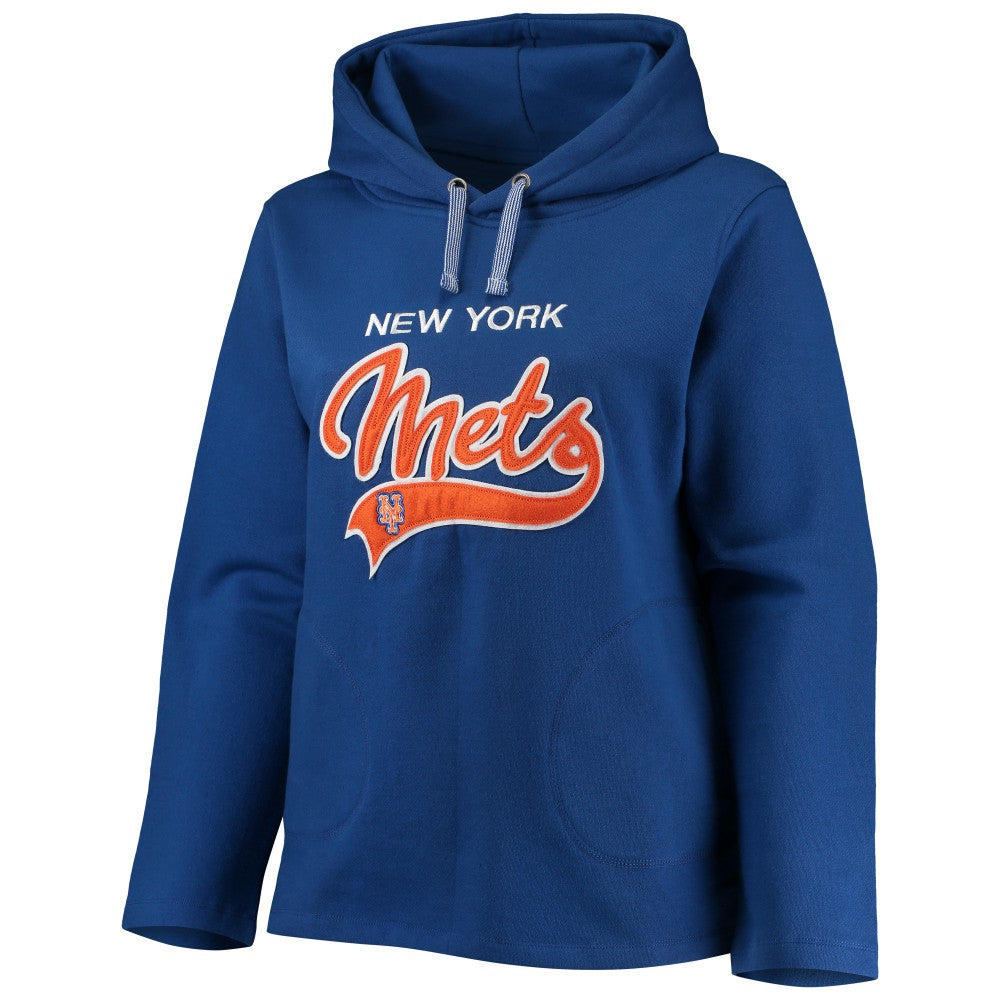 MLB New York Mets Soft as a Grape Women's Plus Size Side Split Pullover Hoodie