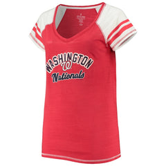 MLB Washington Nationals Soft as a Grape Women's Curvy Color Block Tri-Blend Raglan V-Neck T-Shirt