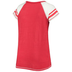 MLB Washington Nationals Soft as a Grape Women's Curvy Color Block Tri-Blend Raglan V-Neck T-Shirt