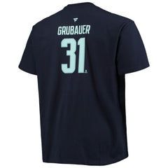 NHL Deep Sea Blue Philipp Grubauer Seattle Kraken Fanatics Big & Tall Name & Number T-Shirt