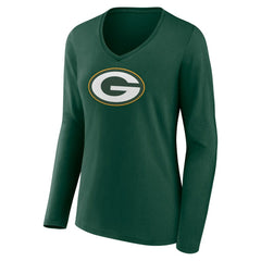 Women's Primary Team Logo Long Sleeve V-Neck T-Shirt - Green Bay Packers