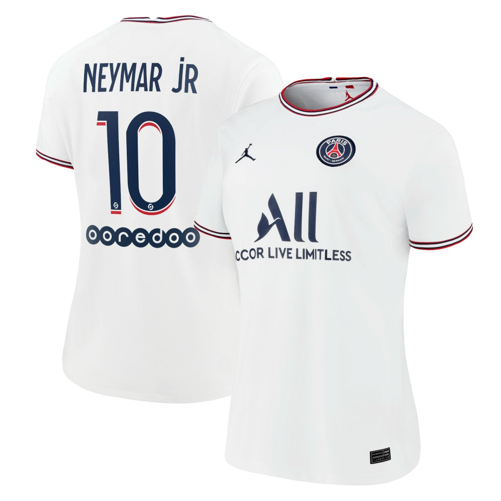 Neymar Jr. Paris Saint-Germain Jordan Brand Women's 2021/22 Fourth Replica Jersey - Jordan White