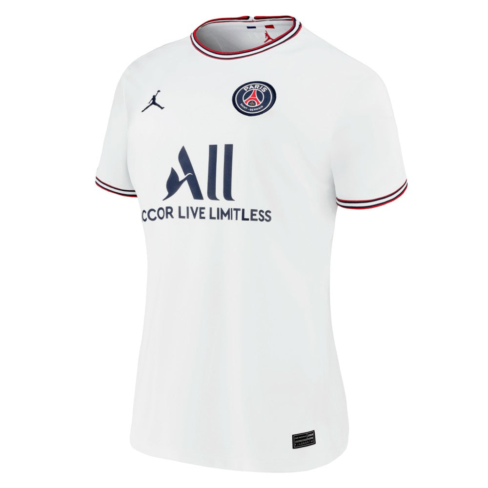 Kylian Mbappé Paris Saint-Germain Jordan Brand Women's 2021/22 Fourth Replica Jersey - Jordan White