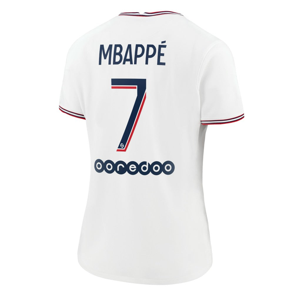 Kylian Mbappé Paris Saint-Germain Jordan Brand Women's 2021/22 Fourth Replica Jersey - Jordan White