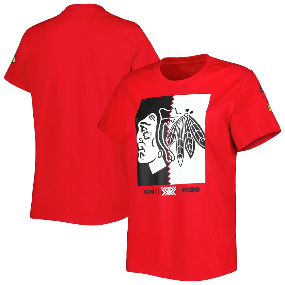 NHL Red Chicago Blackhawks adidas Women's Reverse Retro Fresh T-Shirt