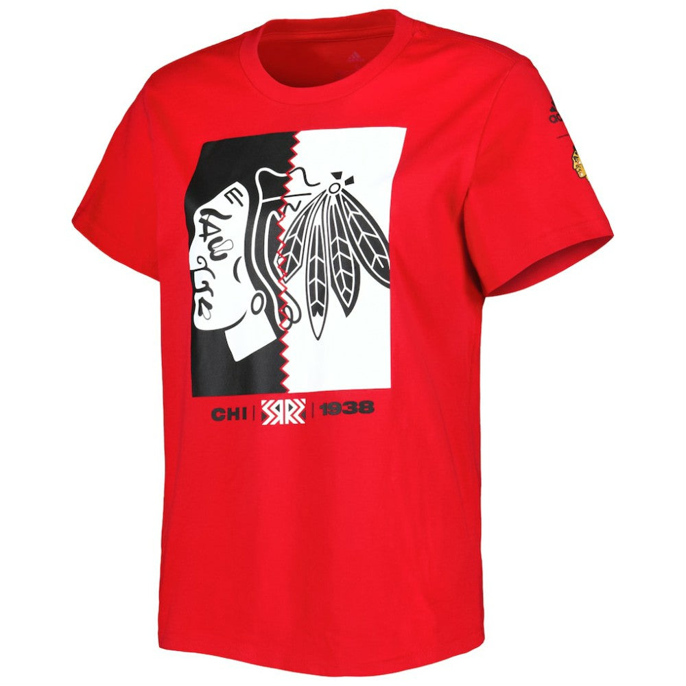 NHL Red Chicago Blackhawks adidas Women's Reverse Retro Fresh T-Shirt