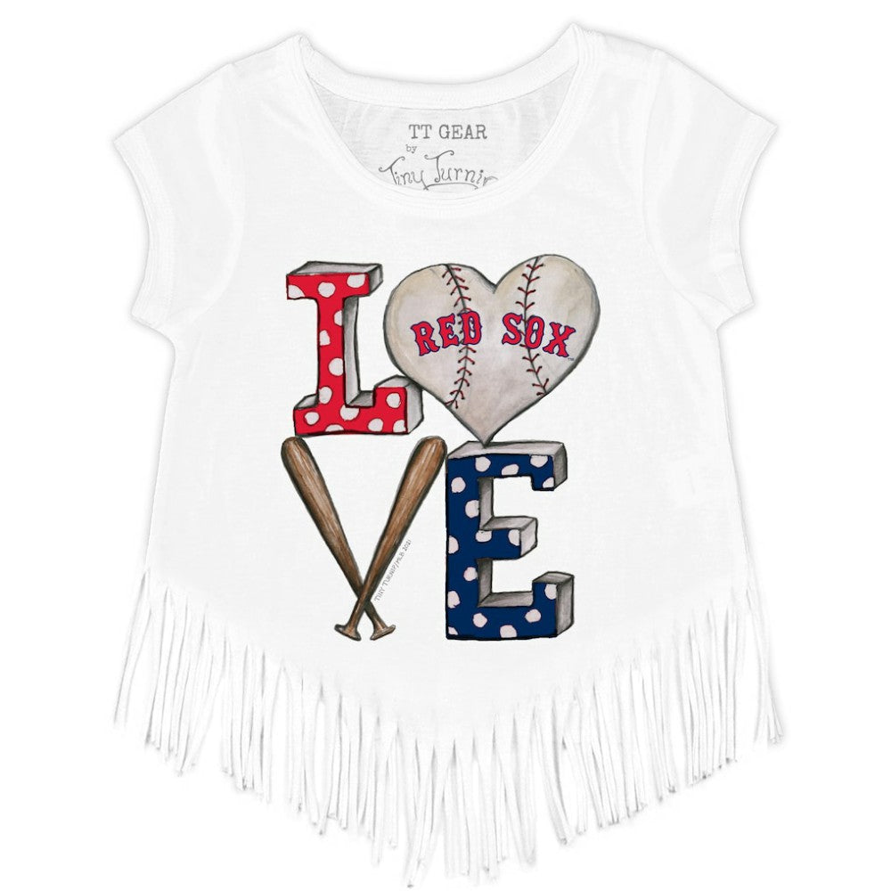 MLB Boston Red Sox Tiny Turnip Girls Youth Baseball Love Fringe T-Shirt