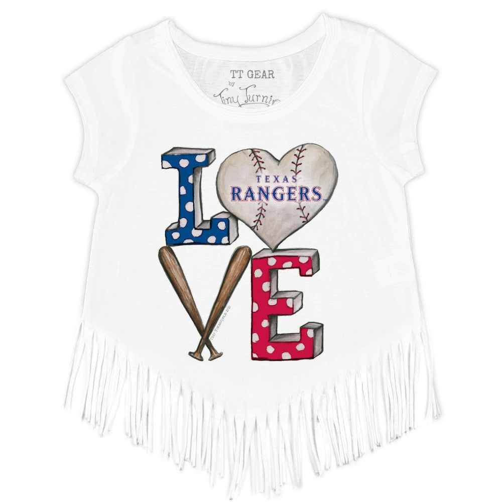 MLB Texas Rangers Tiny Turnip Girls Youth Baseball Love Fringe T-Shirt