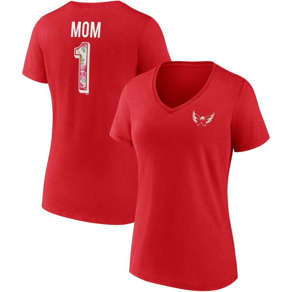 NHL Red Washington Capitals Fanatics Women's Team Mother's Day V-Neck T-Shirt