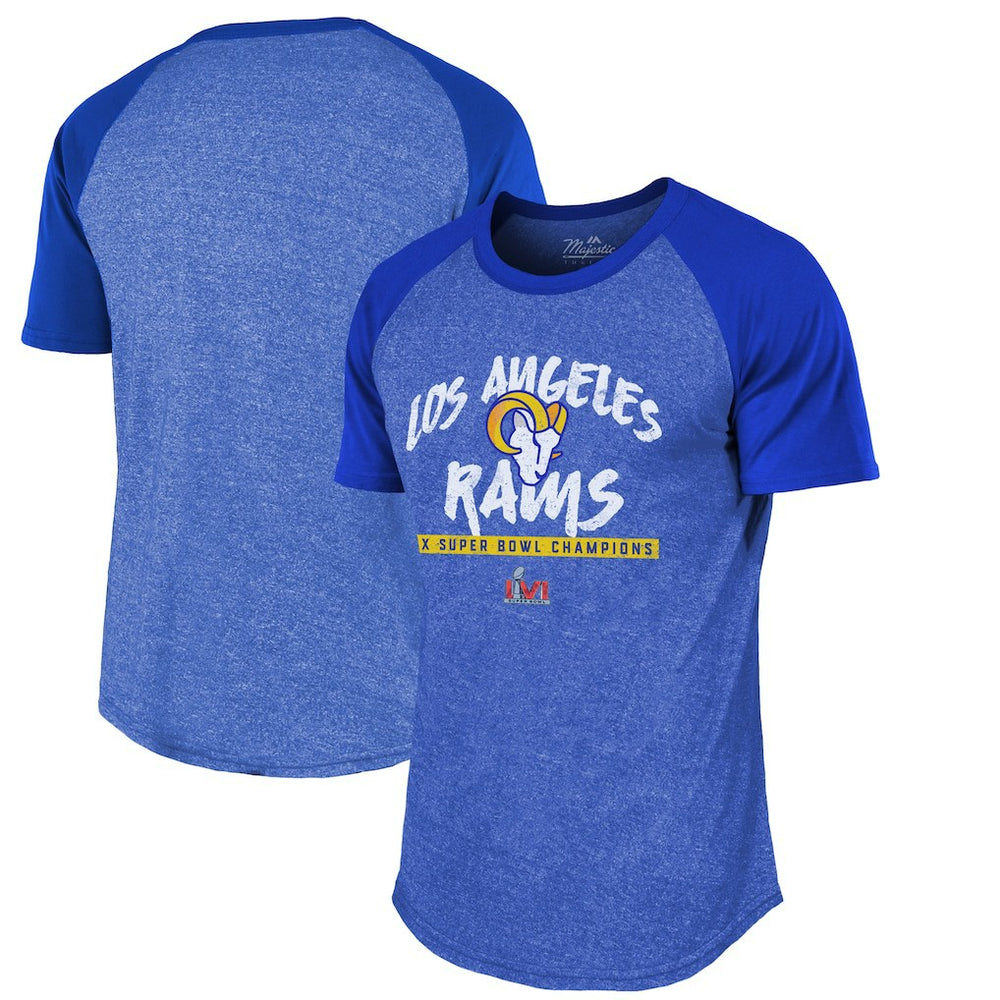 Majestic Threads 2-Time Super Bowl s Tri-Blend Raglan T-Shirt - Los Angeles Rams