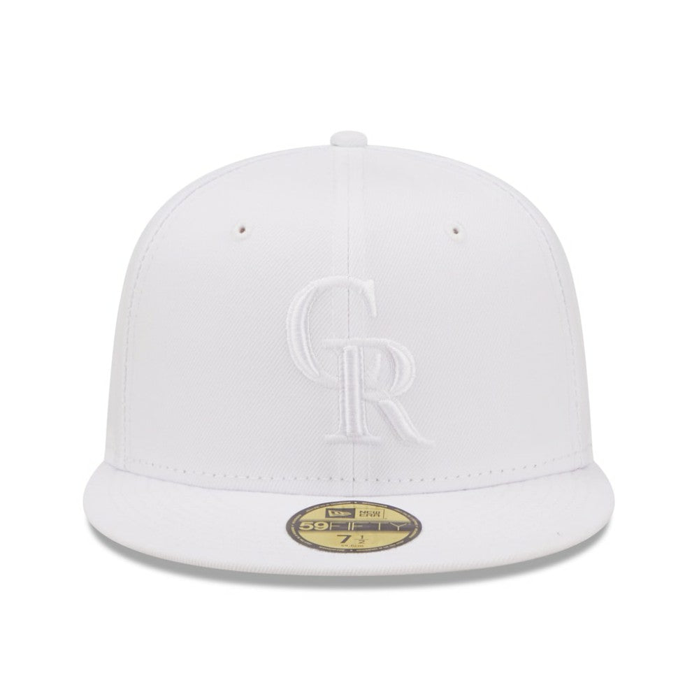 MLB Colorado Rockies New Era White on White 59FIFTY Fitted Hat