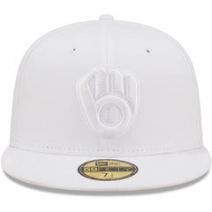 MLB Milwaukee Brewers New Era White on White 59FIFTY Fitted Hat