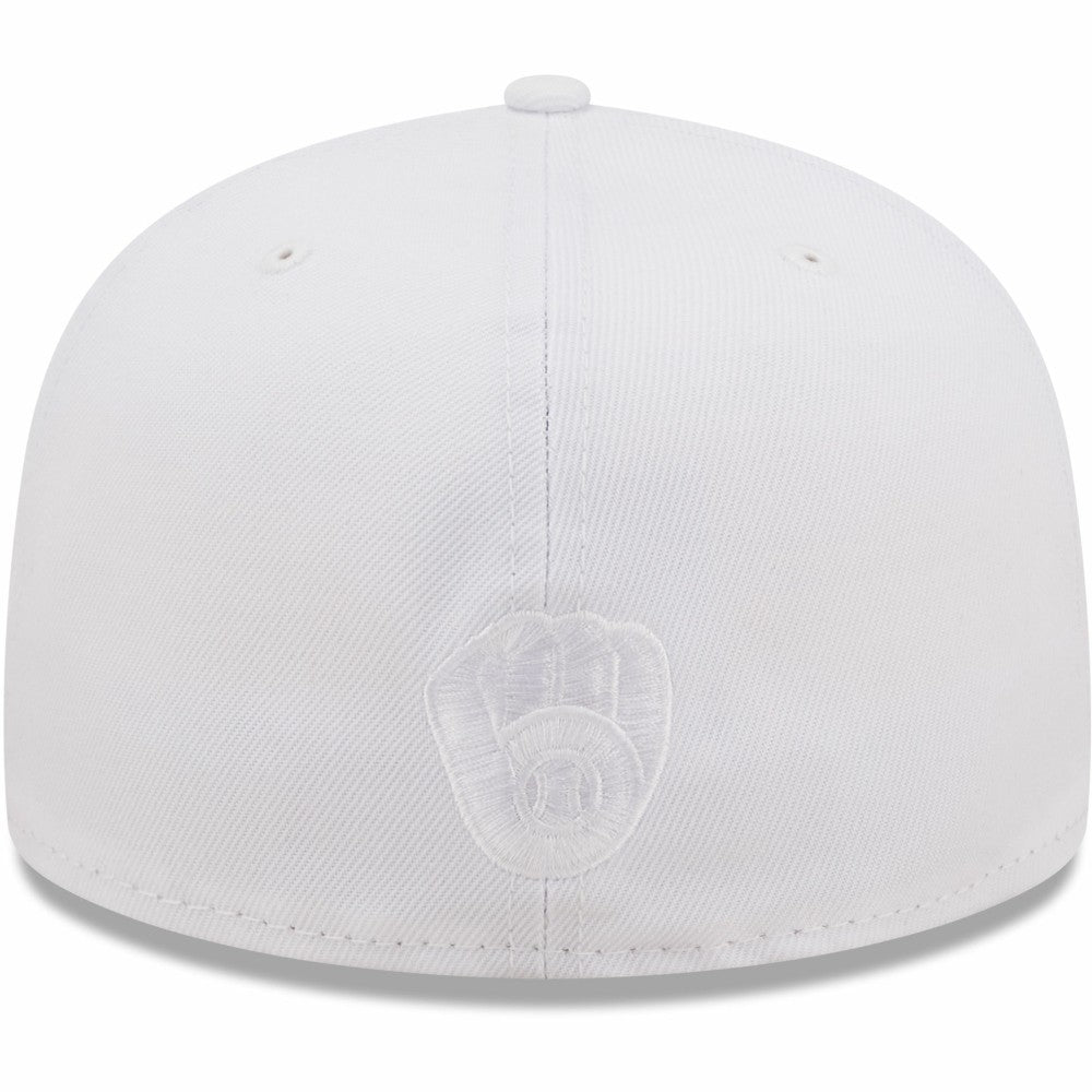 MLB Milwaukee Brewers New Era White on White 59FIFTY Fitted Hat