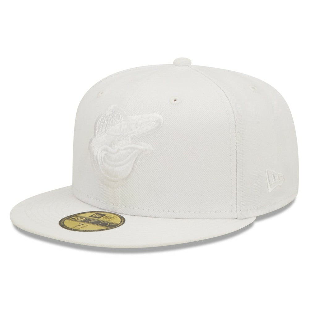 MLB Baltimore Orioles New Era White on White 59FIFTY Fitted Hat