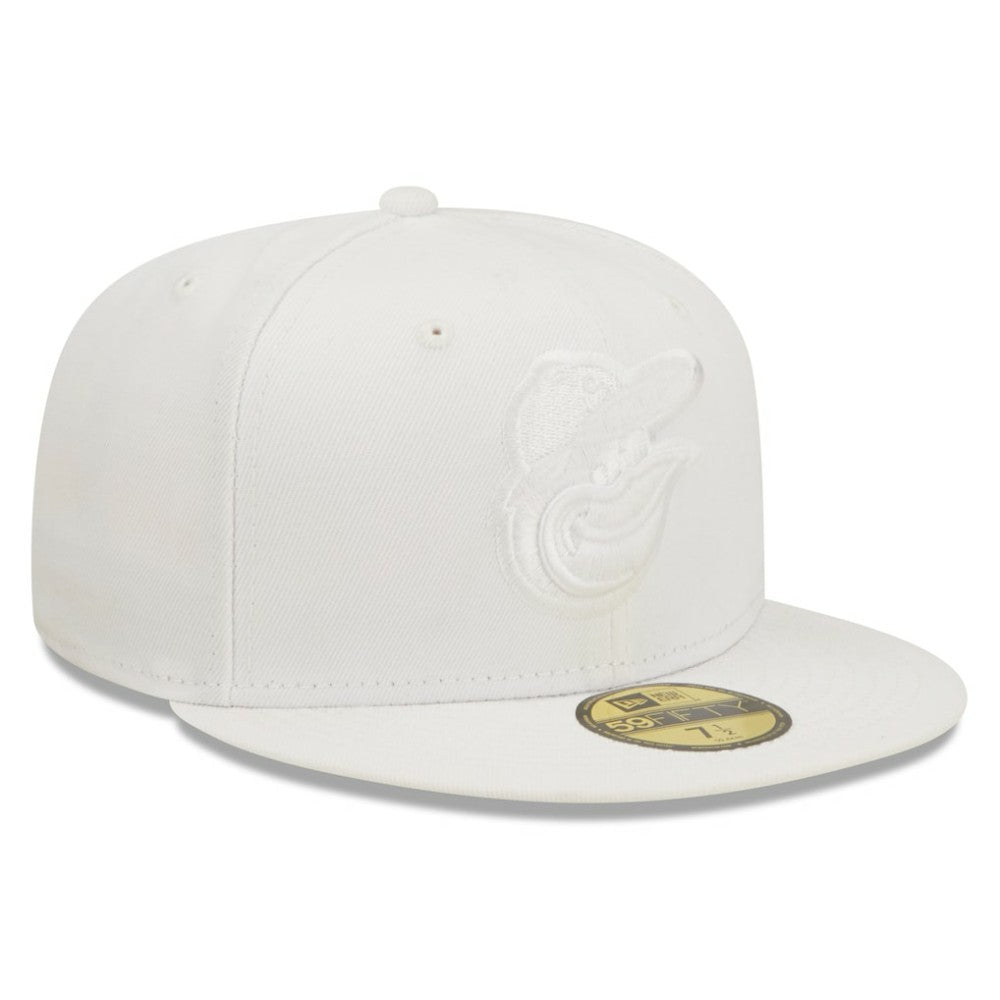 MLB Baltimore Orioles New Era White on White 59FIFTY Fitted Hat
