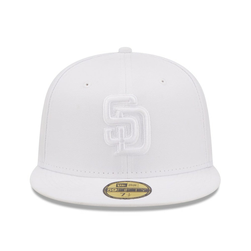 MLB San Diego Padres New Era White on White 59FIFTY Fitted Hat