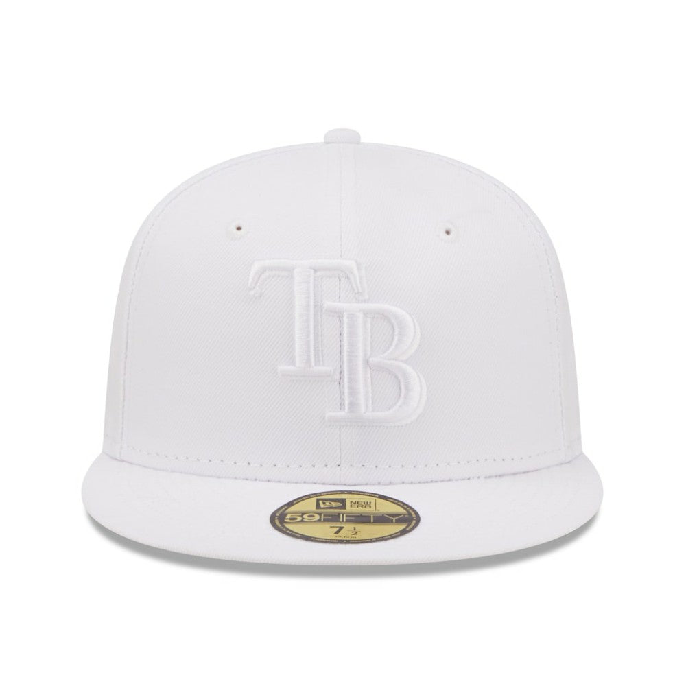MLB Tampa Bay Rays New Era White on White 59FIFTY Fitted Hat