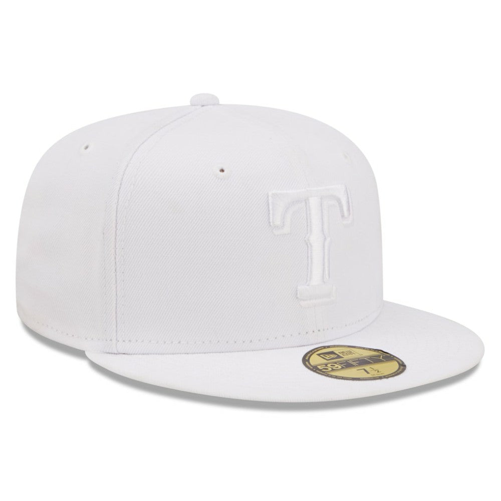 MLB Texas Rangers New Era White on White 59FIFTY Fitted Hat