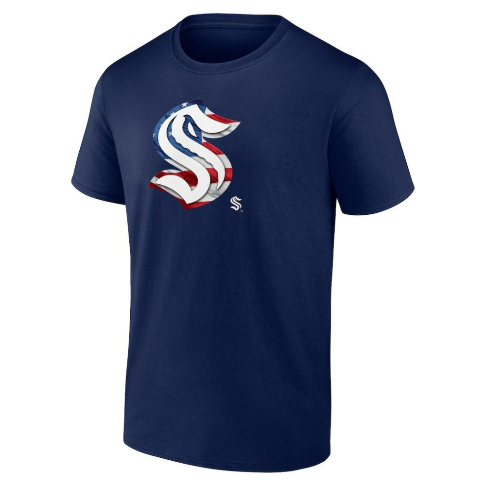 NHL Deep Sea Blue Seattle Kraken Banner Wave T-Shirt