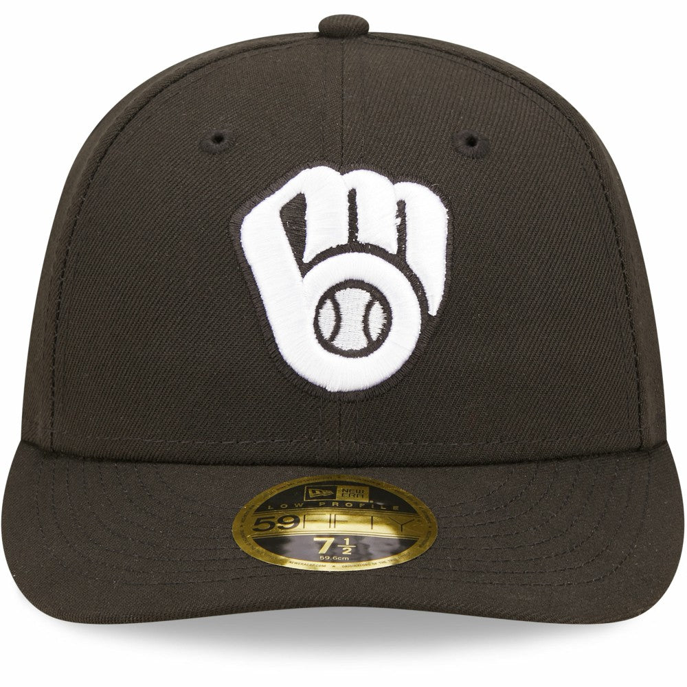 MLB Milwaukee Brewers New Era Black & White Low Profile 59FIFTY Fitted Hat