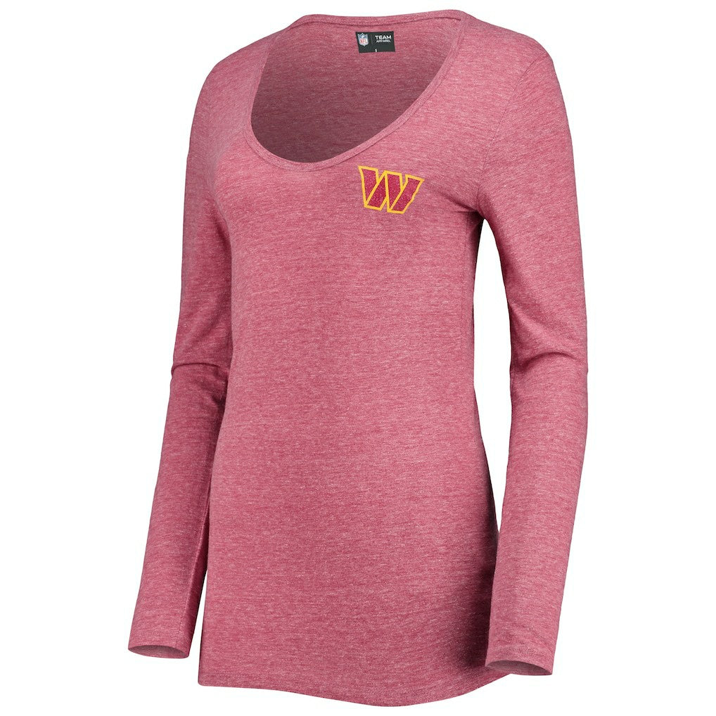 Women's Scoop Neck Tri-Blend Long Sleeve T-Shirt - Washington Commanders
