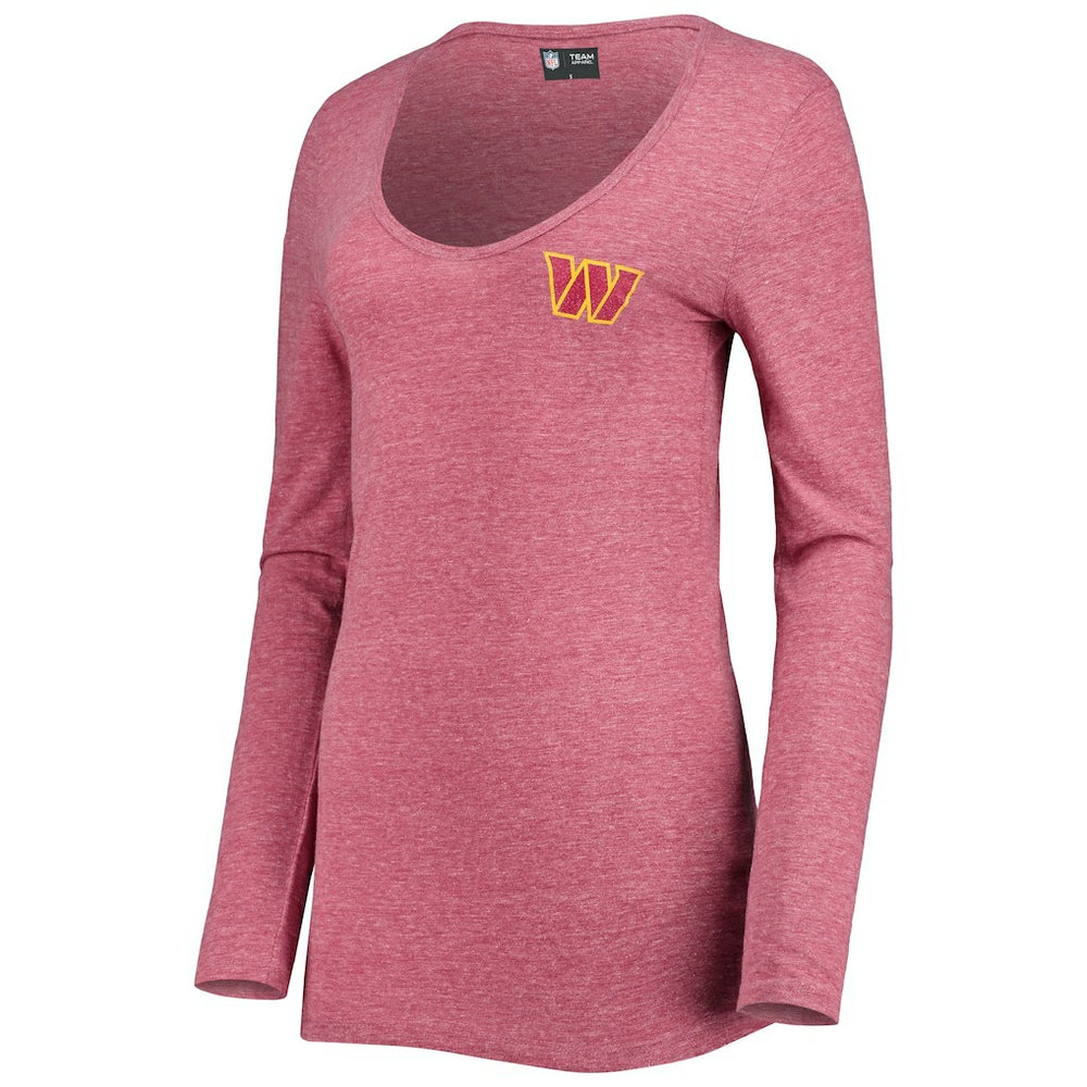 Women's Scoop Neck Tri-Blend Long Sleeve T-Shirt - Washington Commanders