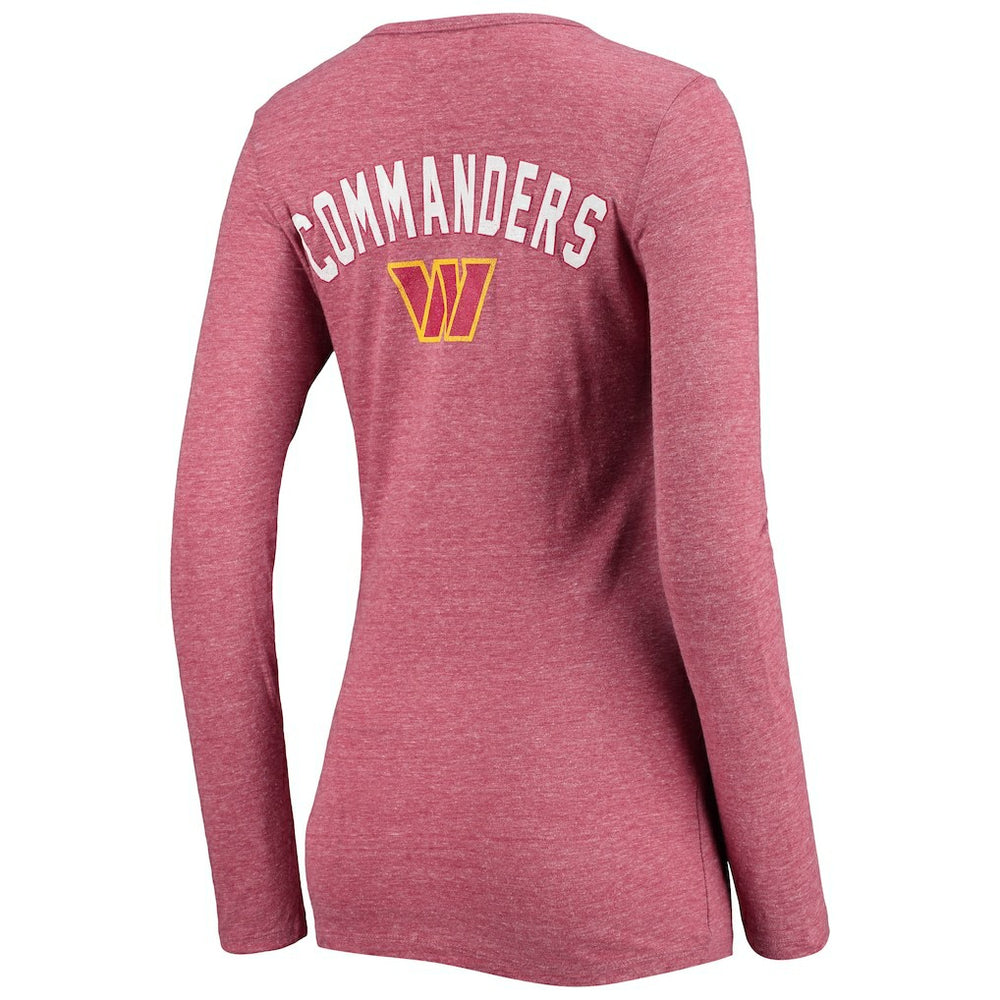 Women's Scoop Neck Tri-Blend Long Sleeve T-Shirt - Washington Commanders