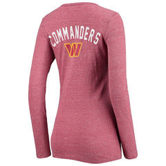 Women's Scoop Neck Tri-Blend Long Sleeve T-Shirt - Washington Commanders
