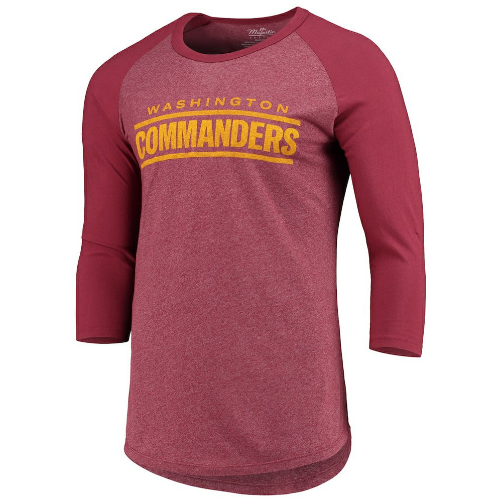 Majestic Threads Wordmark 3/4-Sleeve Raglan Tri-Blend T-Shirt - Washington Commanders
