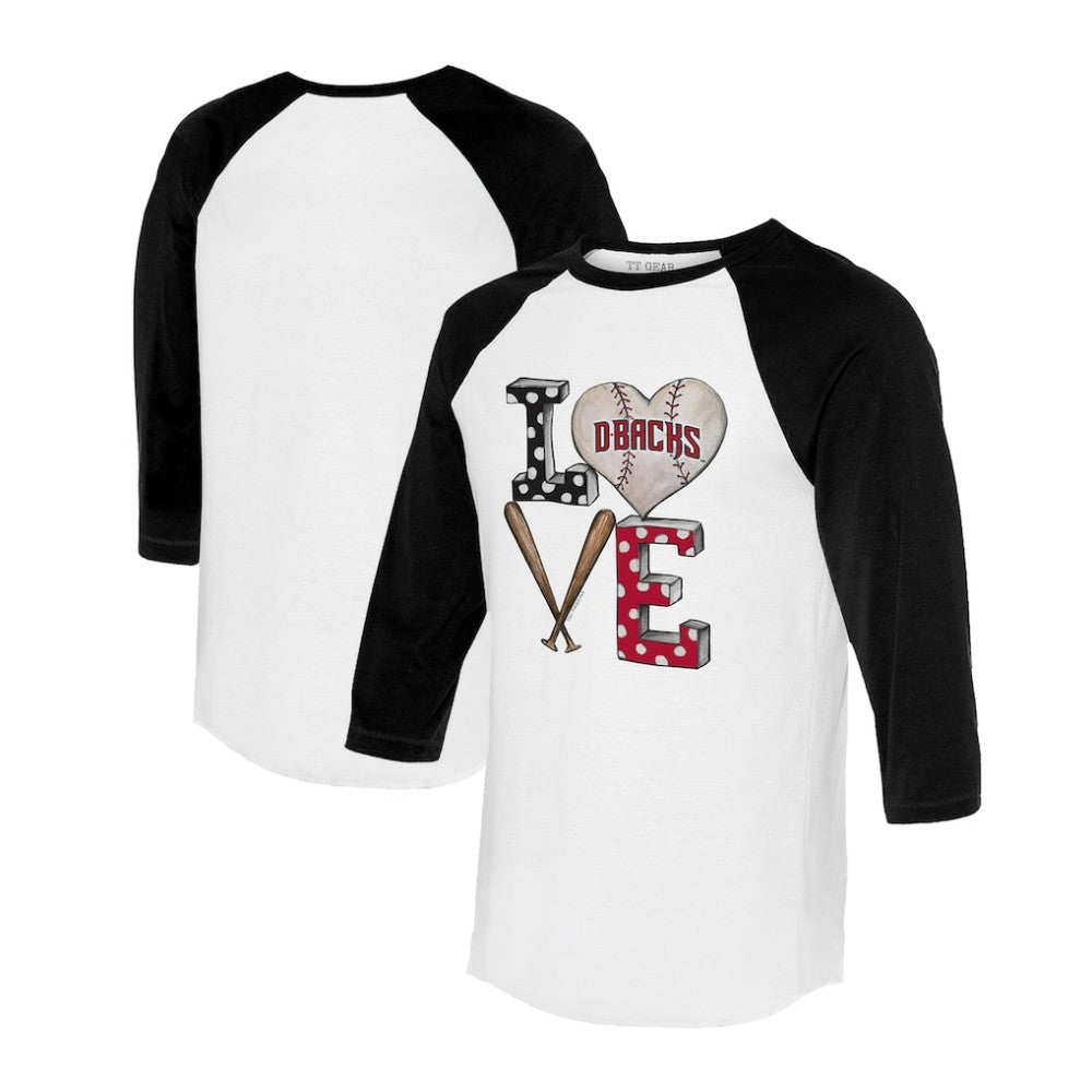 MLB Arizona Diamondbacks Tiny Turnip Women's Baseball Love Raglan 3/4-Sleeve T-Shirt